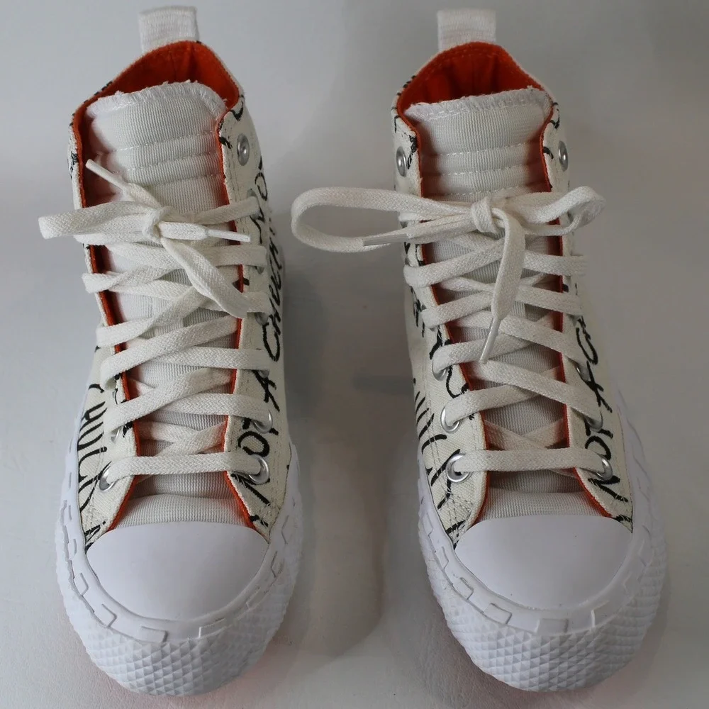Converse Chuck Taylor All Star High Top‎ NOT A CHUCK Print White Orange SZ 4 US
